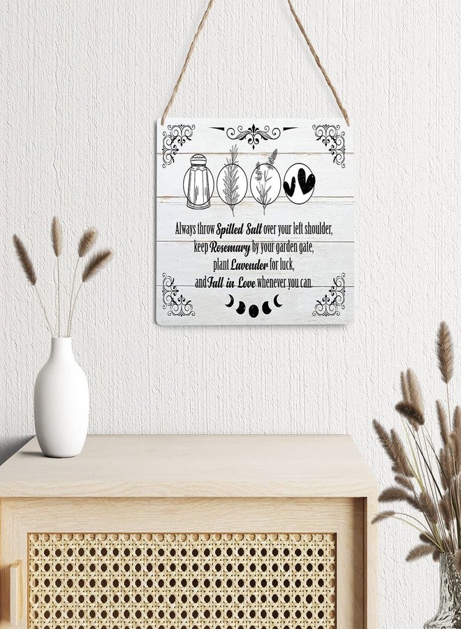 GUDIAO Funny Kitchen Signs Wall Decor Wood Plaque Always Throw Spilled Salt Over Your Left Shoulder Wooden Hanging Sign Decoration for Home Kitchen Door 8 x 10 - Image 3